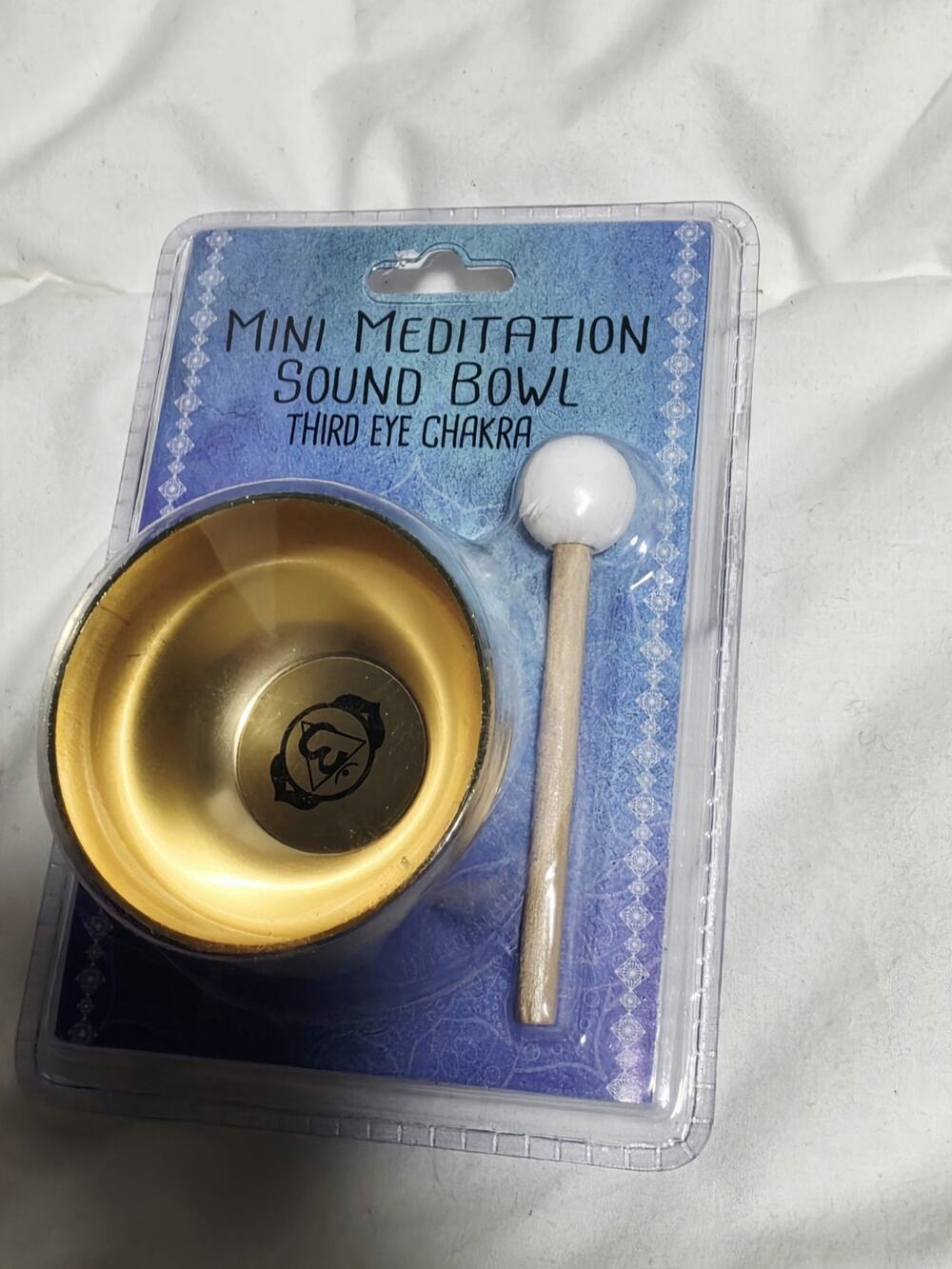 Mini Meditation Heart Sound Bowl - Third Eye Chakra Wooden Mallet Tibetan Decor